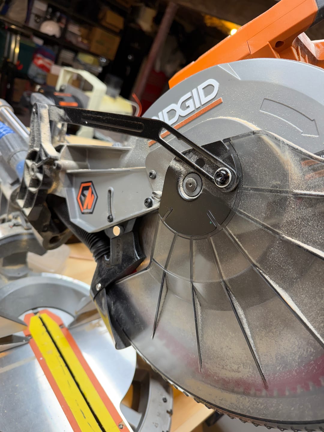 Customer photo review of Ridgid 12" Sliding Miter Saw Dust Collection Chute (R4222)
