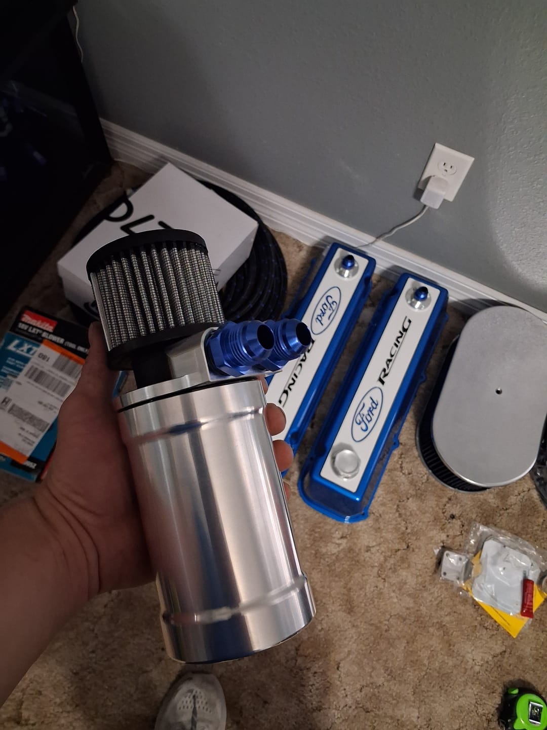 Customer photo review of Motion Raceworks Top Loader Billet Oil Catch Can Bare Aluminum ( Dual 10 AN Port )