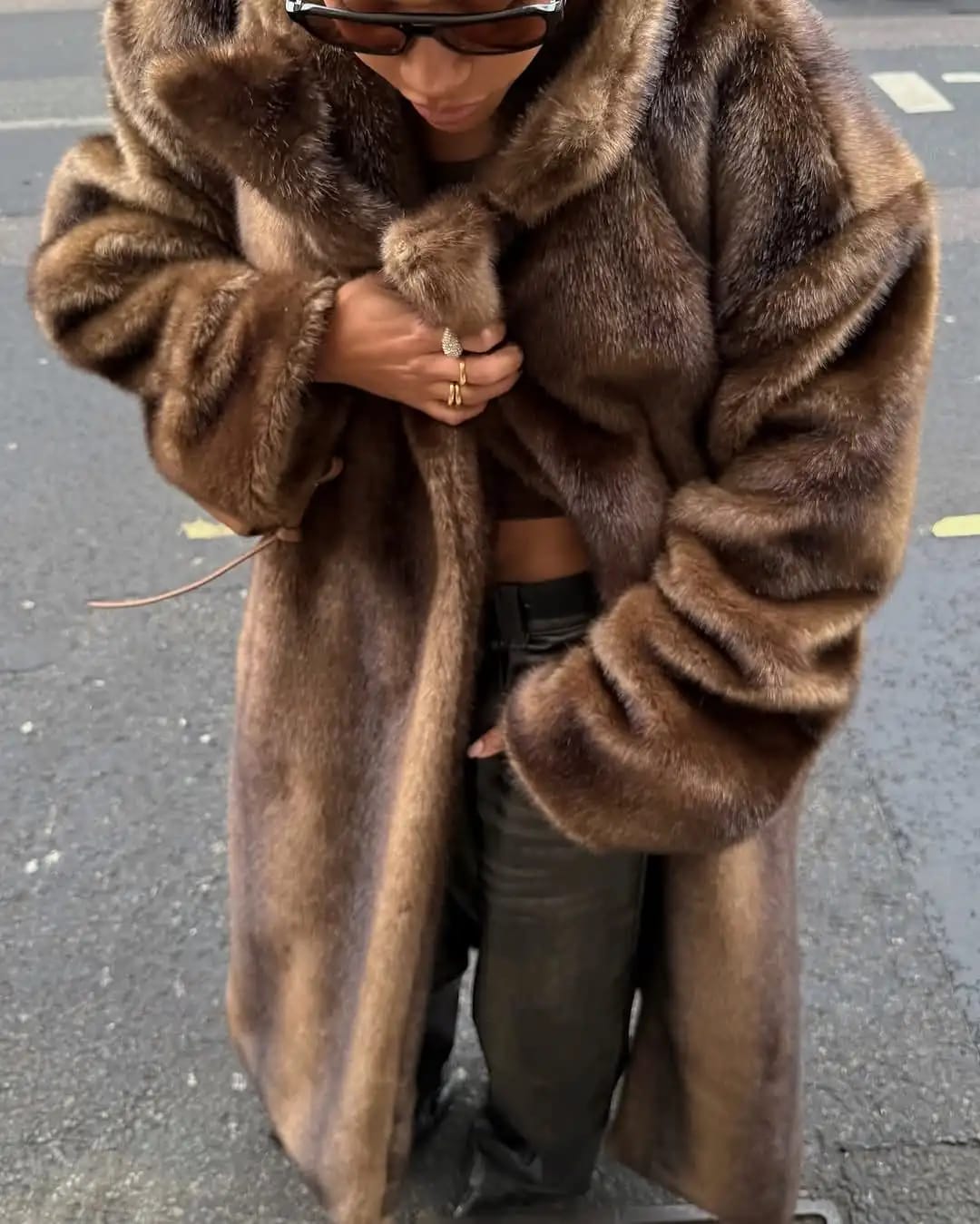Customer photo review of Lucie Faux Fur Maxi Coat