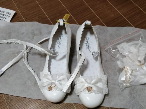 Customer photo review of Flower-soled Mary Janes