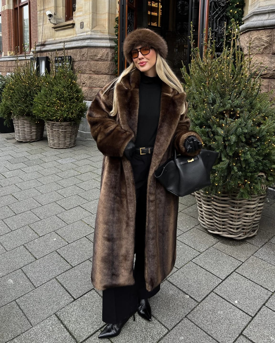 Customer photo review of Lucie Faux Fur Maxi Coat