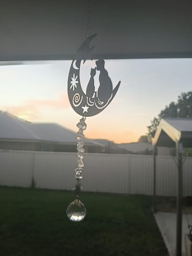Customer photo review of Moon Crystal Cat Piece Sun Catcher