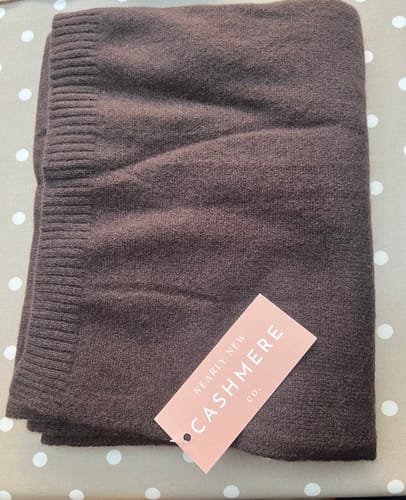 Customer photo review of Brand New Black Coffee Recycled Cashmere Wrap
