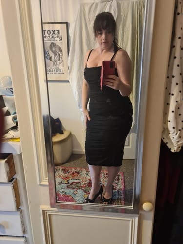 Customer photo review of PRE-ORDER - Bandage Corset Wiggle Dress in Black - Vixen by Micheline Pitt