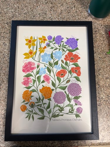 Customer photo review of 'In Bloom' Family Birth Flower Illustration