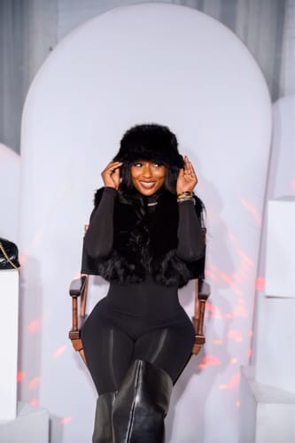 Customer photo review of Faux Fur Oversized Bucket Hat