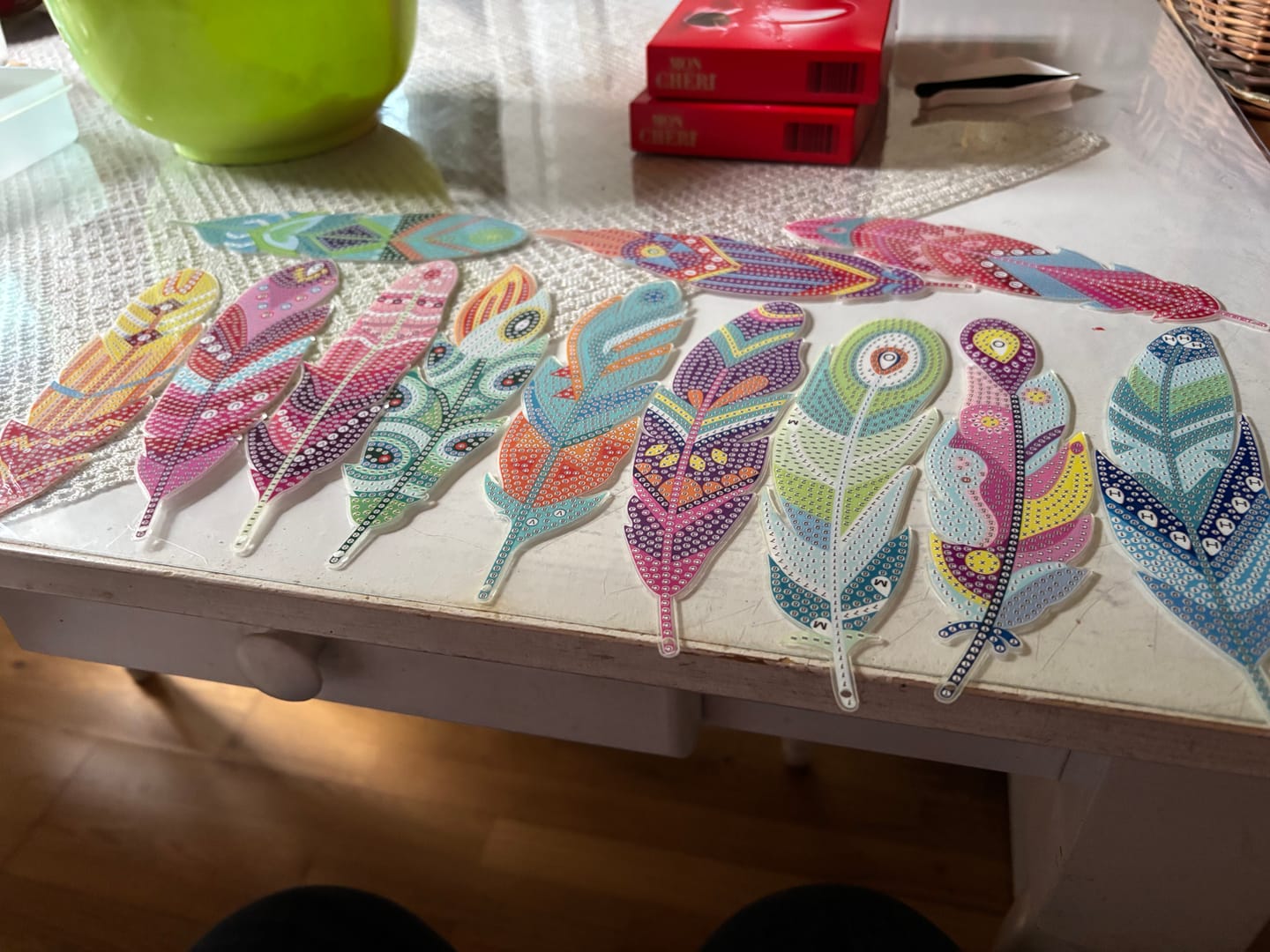 Customer photo review of Set aus 12 Diamond Painting Lesezeichen | Funkelnde Federn