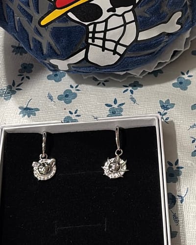Customer photo review of Pirate Ship Earrings