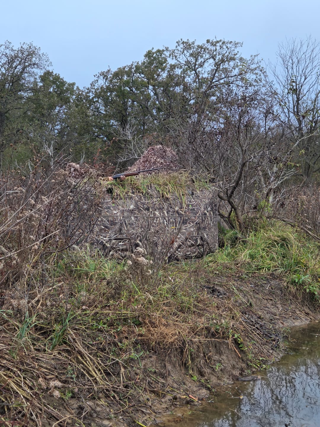 Customer photo review of Modular Panel Hunting Blind | A-Frame Pop Up Duck & Goose Blinds | Portable 3-4 Person Waterfowl Ground Blind Camo