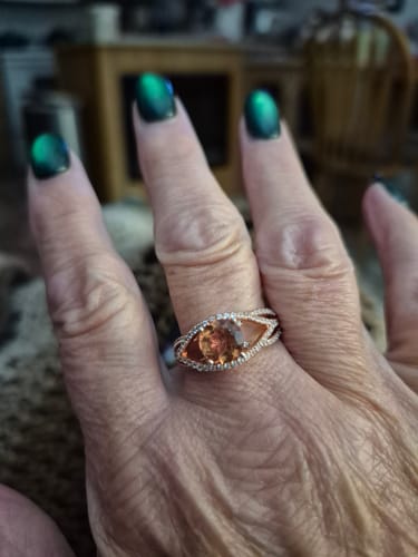 Terrie E. review of round diaspore gemstone cross pave sterling silver ring image 1 out of 1