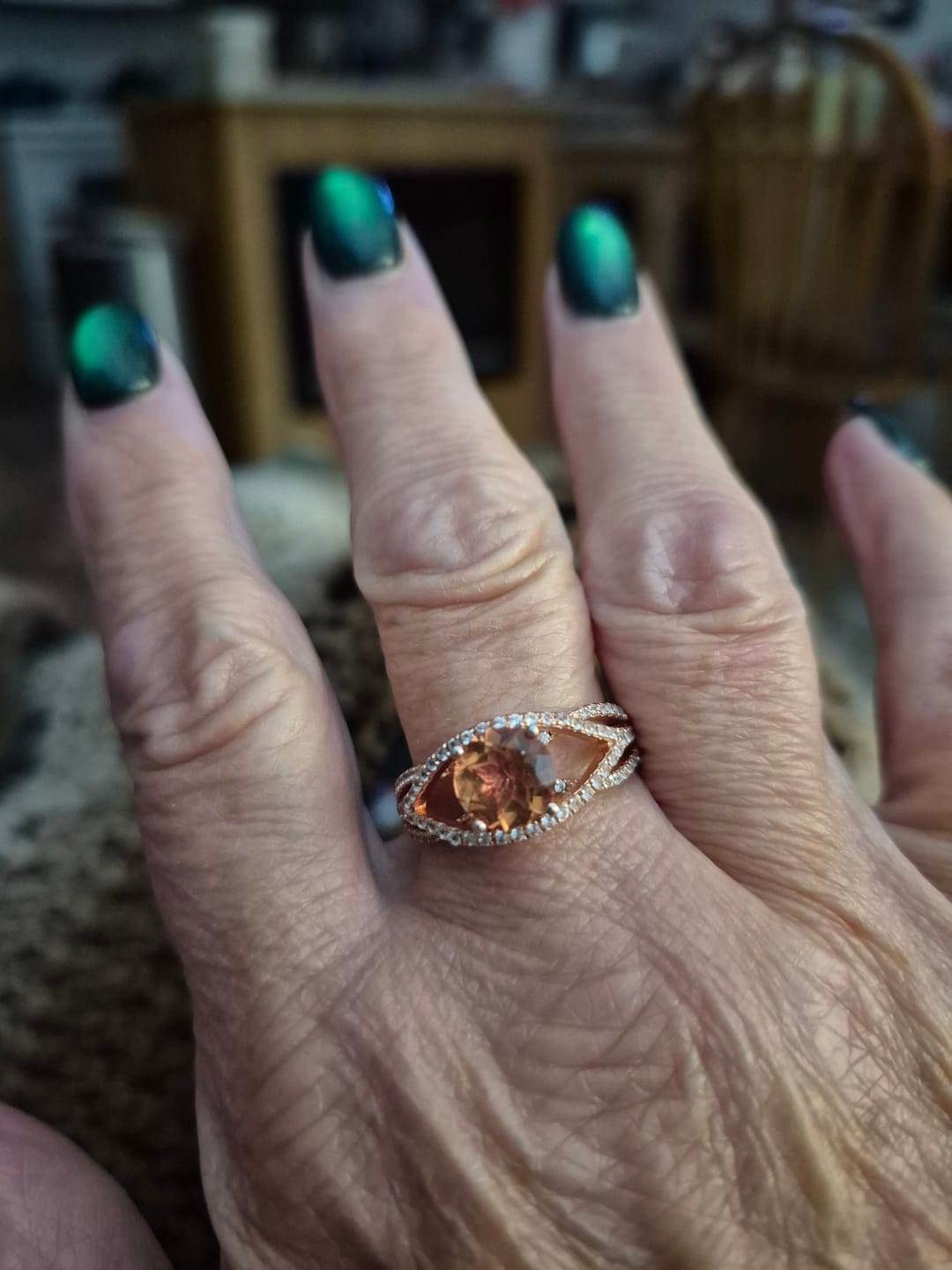 Customer photo review of round diaspore gemstone cross pave sterling silver ring