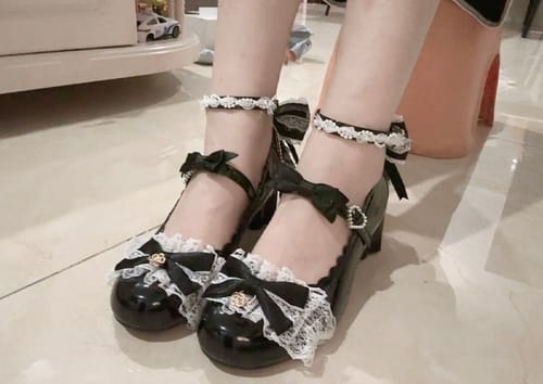 Customer photo review of Flower-soled Mary Janes