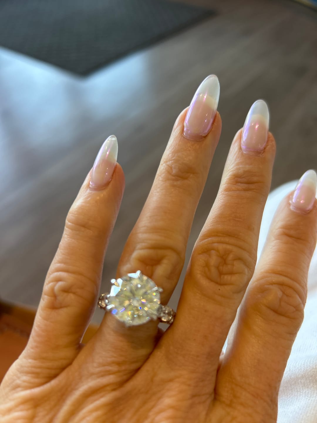 Customer photo review of S925 Moissanite 6.0Ct Round Cut Luxe Engagement Ring in Sterling Silver