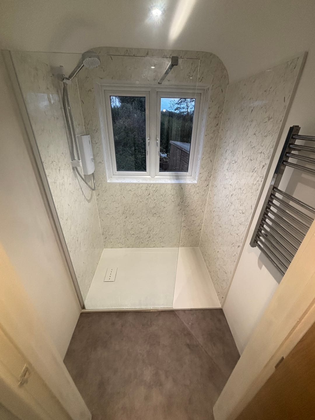 Customer photo review of 10mm White Marble Gloss Shower Panel 1M x 2.4M