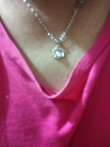 Customer photo review of Estelle Halo Necklace