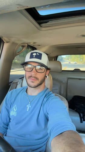 Customer photo review of 843 Richardson Navy White Aluminum Performance PVC State Patch Trucker Hat