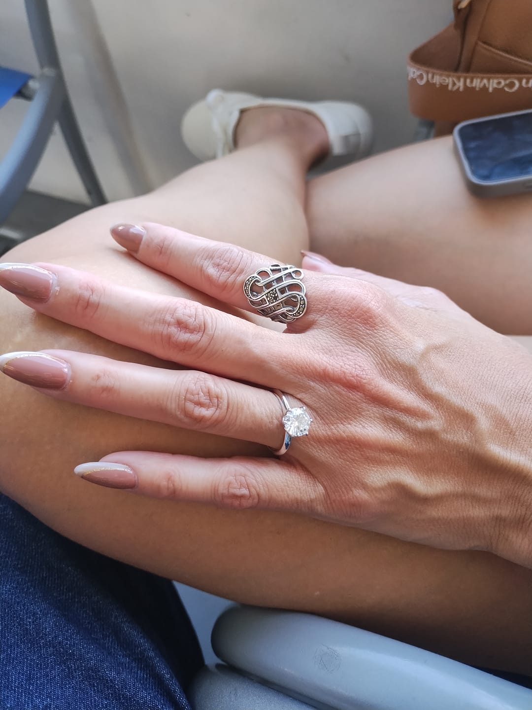 Customer photo review of Classic Solitaire Moissanite Six-Prong Sterling Silver Engagement Ring