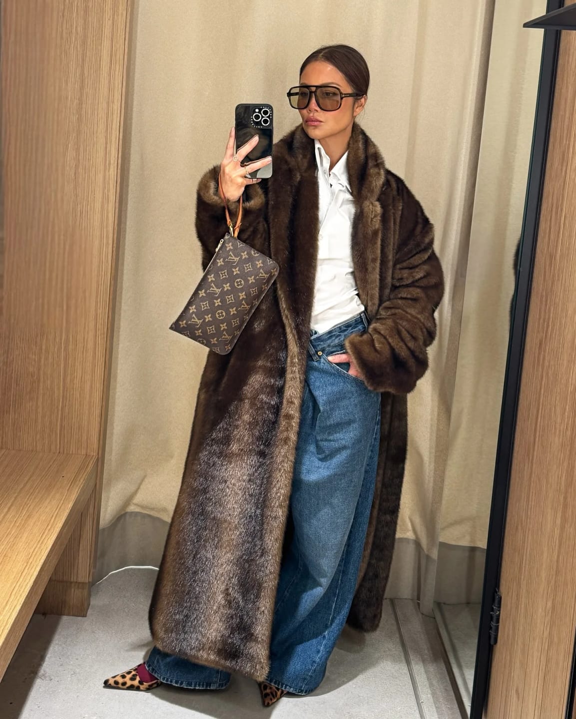 Customer photo review of Lucie Faux Fur Maxi Coat