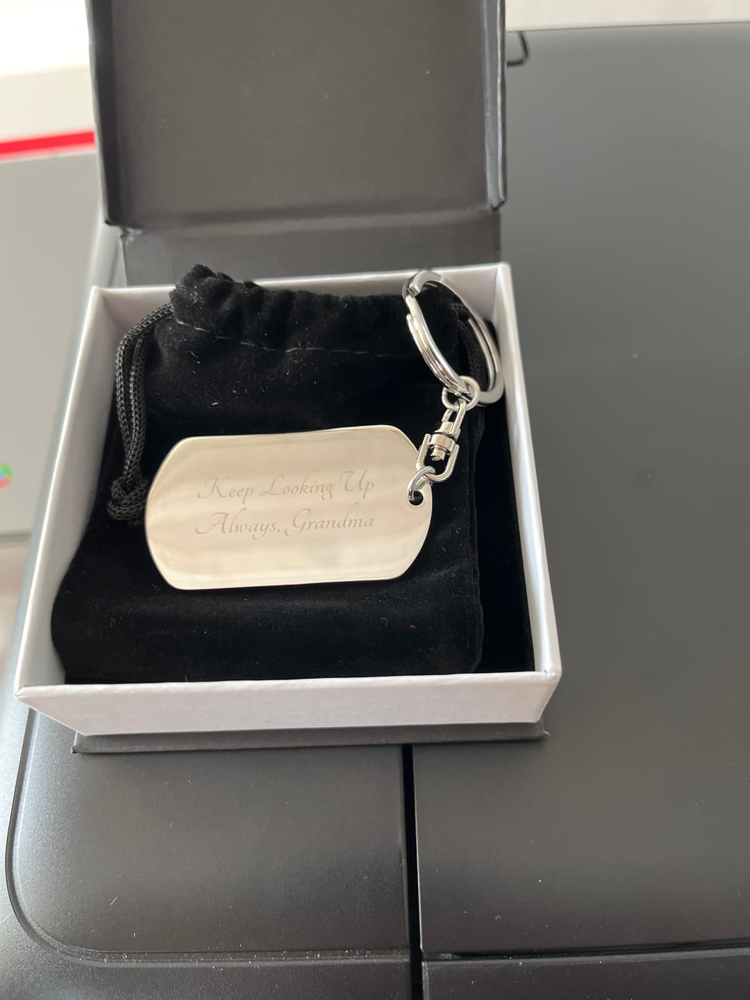 Customer photo review of To My Grandson | Remember Whose Grandson You Are | Personalized Keychain - SS293V2