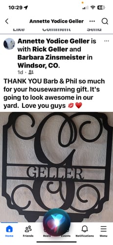 Customer photo review of Vine Monogram Yard/Garden Stake - Steel Sign