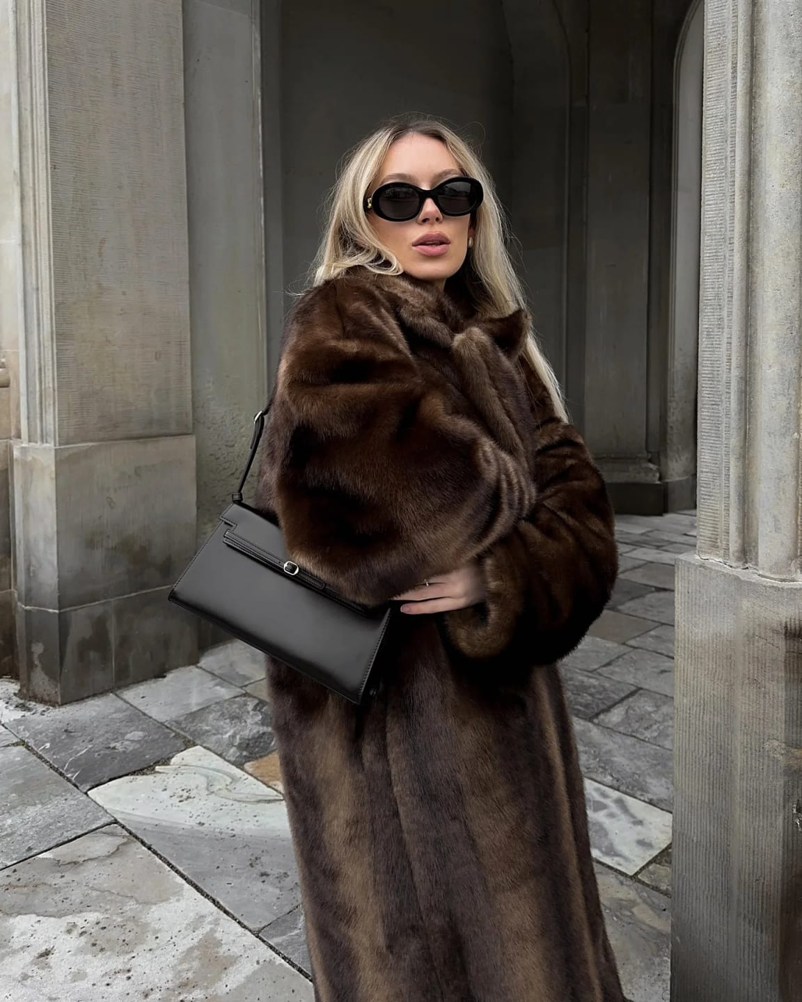 Customer photo review of Lucie Faux Fur Maxi Coat