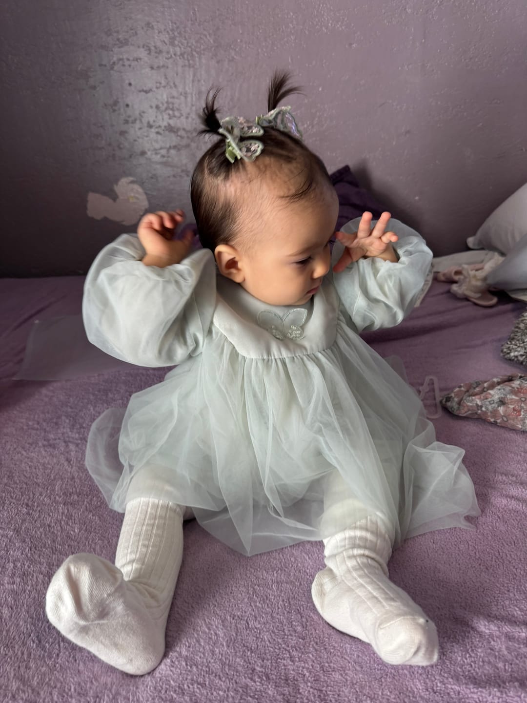 Customer photo review of Dave&Bella Toddler Girls Spring Green Mesh Cute Party Dress