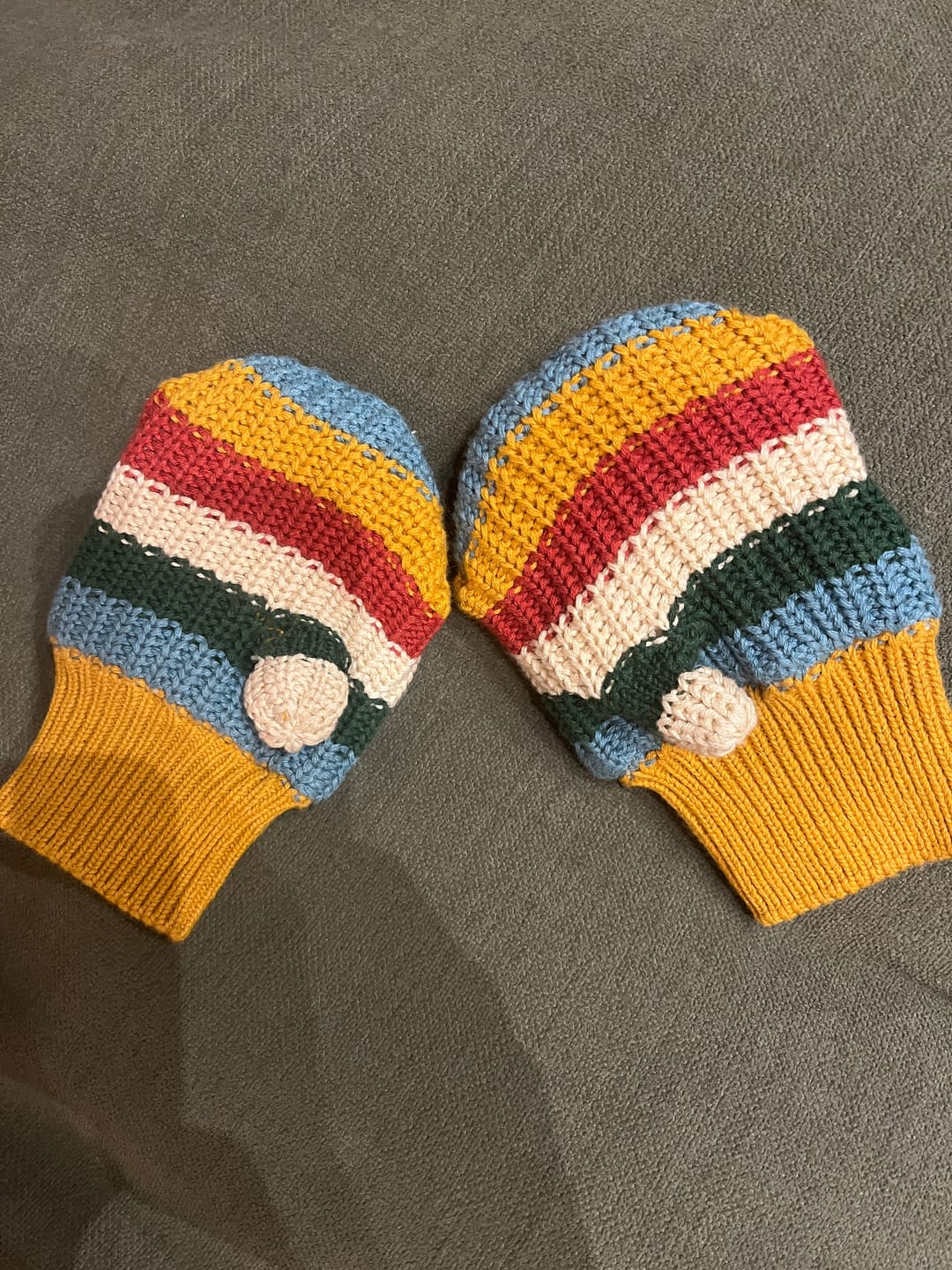 Customer photo review of Rainbow Knitted Mittens