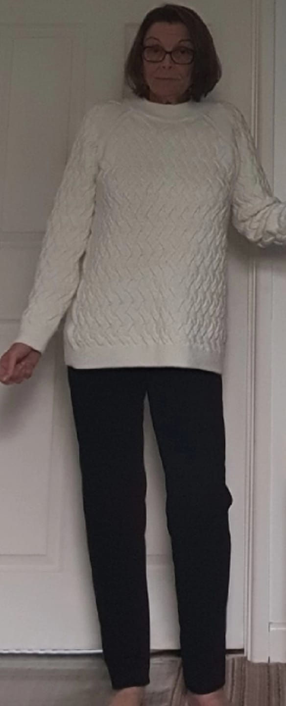 Customer photo review of Plain Black Scuba Crepe Stretch Fabric 4 Way Stretch