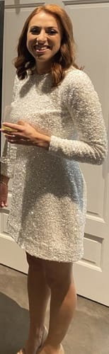 Customer photo review of Avery Sequin Mini Dress in White by HELSI - RENTAL