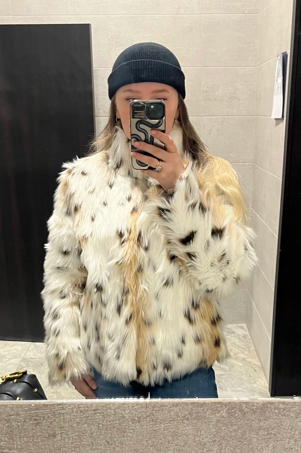 Customer photo review of Celeste Leopard Faux Fur Coat