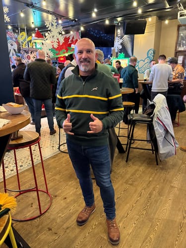 Customer photo review of Springboks Twill Hoop Quarter Zip Sweat - OS Green