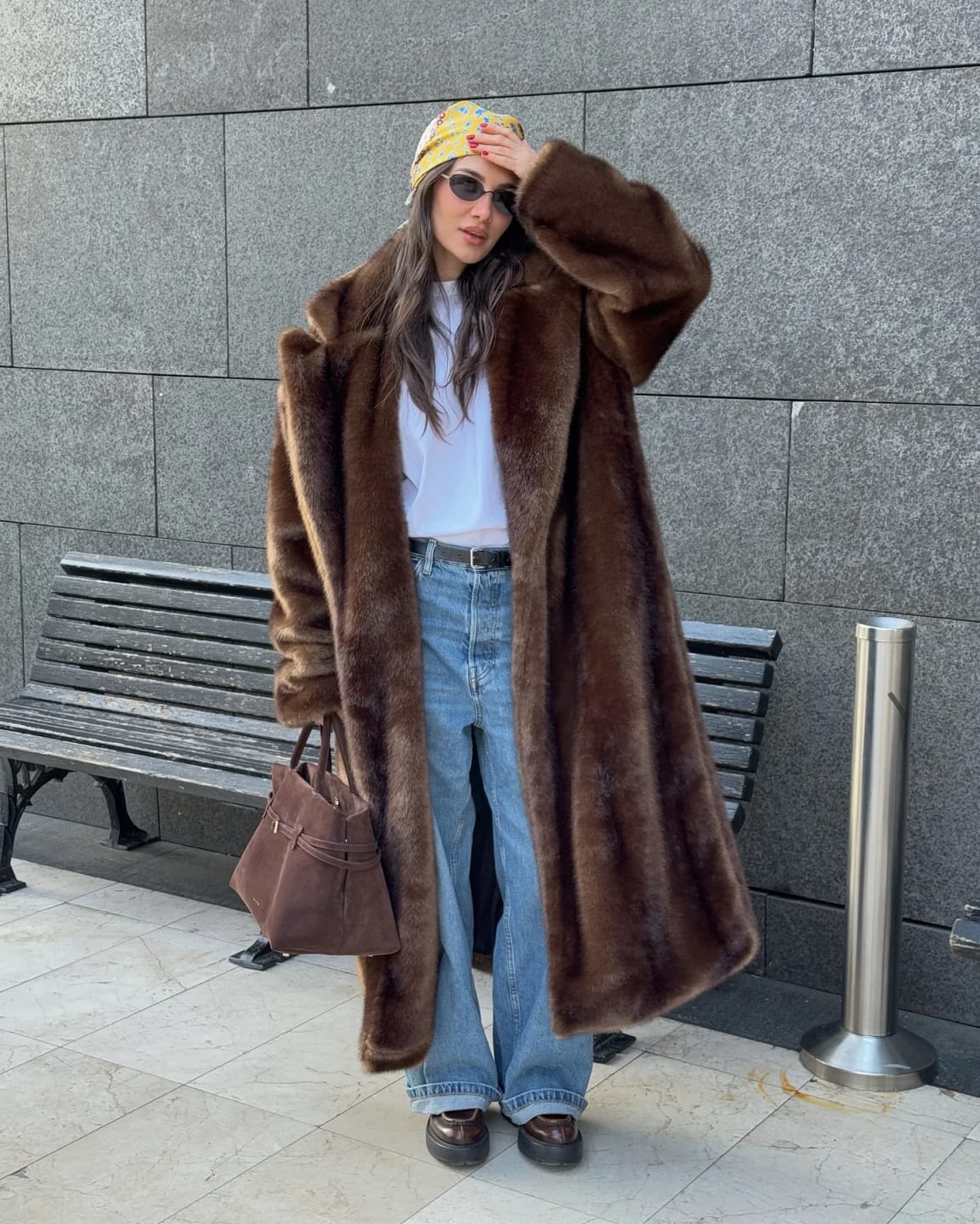 Customer photo review of Lucie Faux Fur Maxi Coat