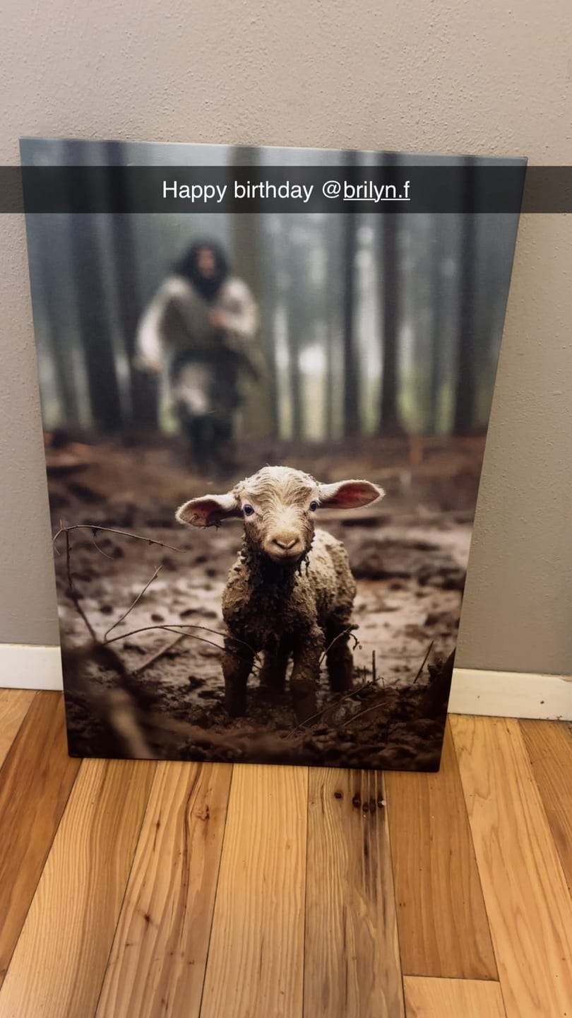 Customer photo review of Jesus Lamb of God, Jesus Running After Lamb, Wall Art Canvas