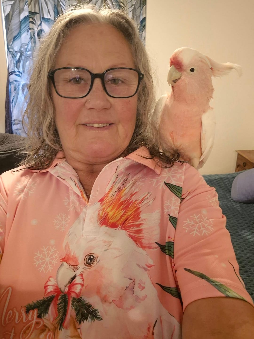 Customer photo review of Australia Christmas Pink Cockatoo with Banksia Women Polo Shirt Coral Pink LT7