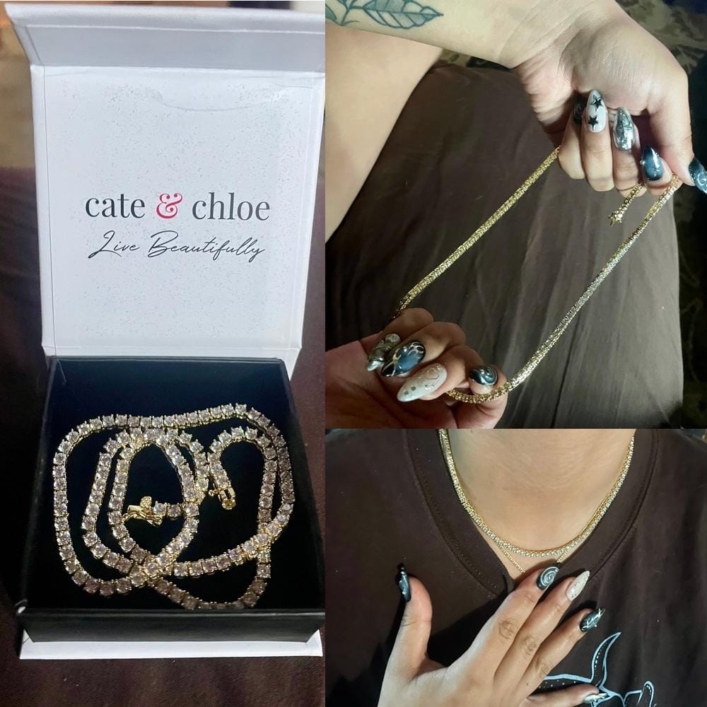 Customer photo review of Kaylee 18k White Gold Plated Necklace with Simulated Diamond Crystals