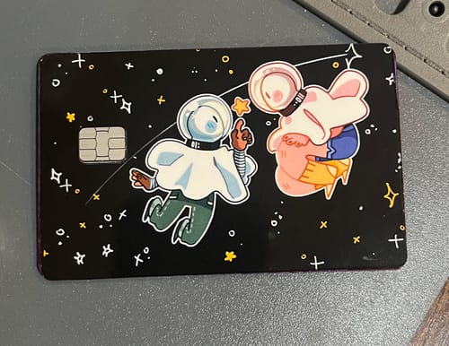 Customer photo review of Space Ghost Duo Credit Card Skins