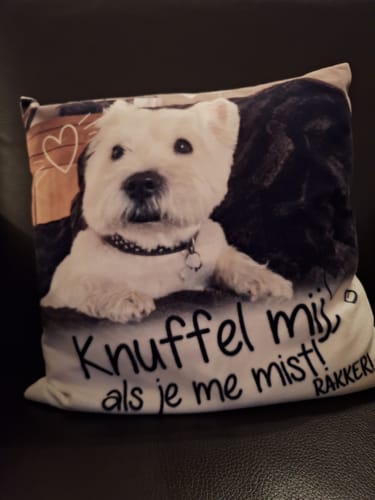 Customer photo review of Knuffel mij als je me mist - Gepersonaliseerde kussen