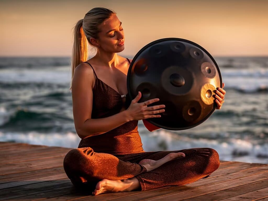 Customer photo review of Cosmos Handpan - Ebony Black 10 Notes in D Minor - Tambourine Gift Set