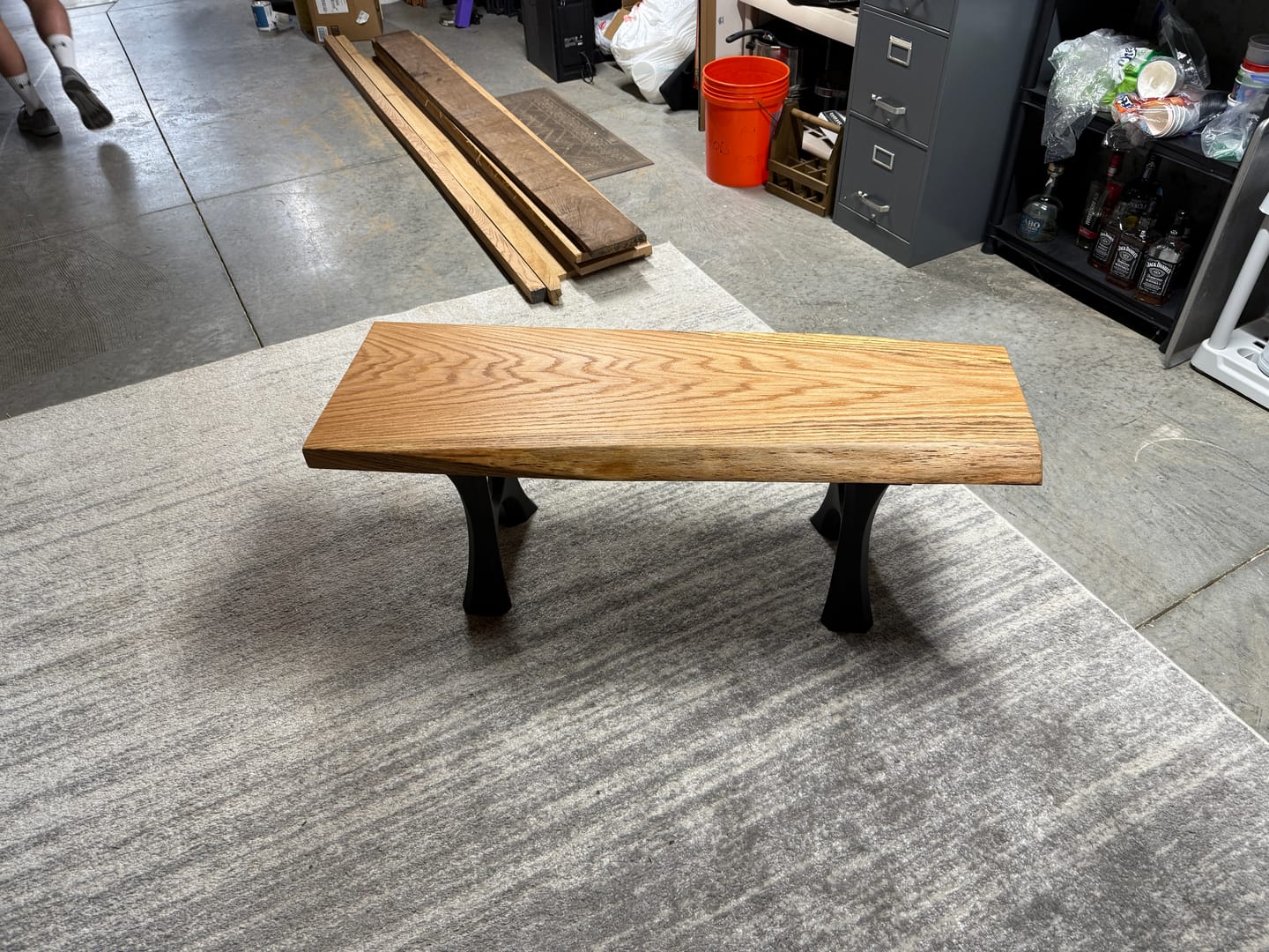 Customer photo review of Bench Legs 103 Haru 16.3" H for Dining Live Edge Tabletop