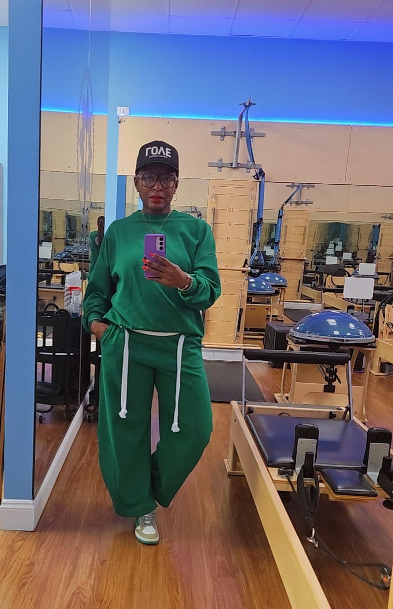 Customer photo review of Green Oversized Sweat Set with Open Back