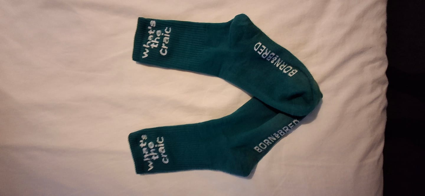 Customer photo review of What's The Craic Socks | Born & Bred