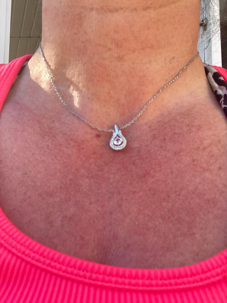 Customer photo review of Bernadette 18k White Gold Plated Tear drop Necklace with Swarovski Crystals