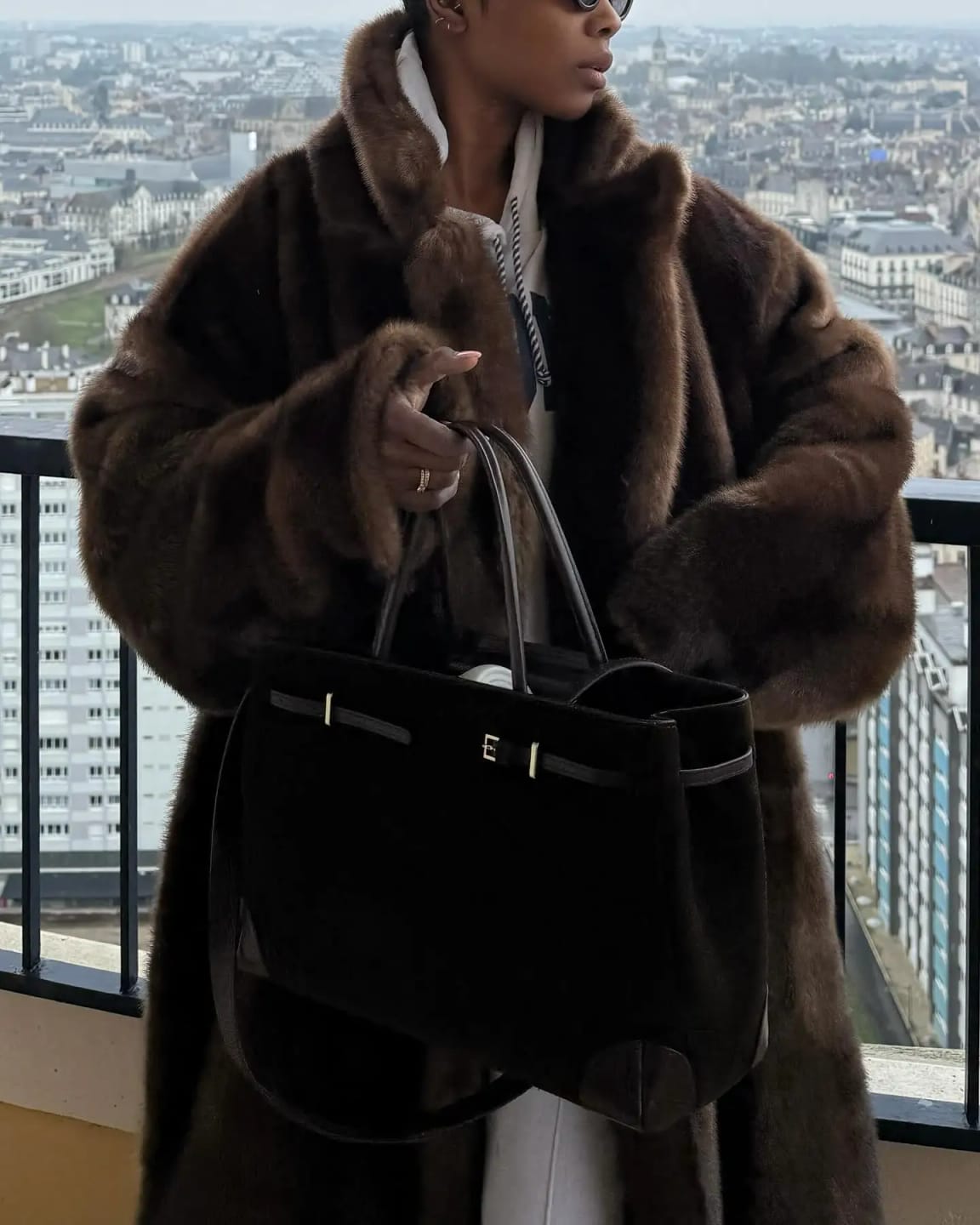 Customer photo review of Lucie Faux Fur Maxi Coat