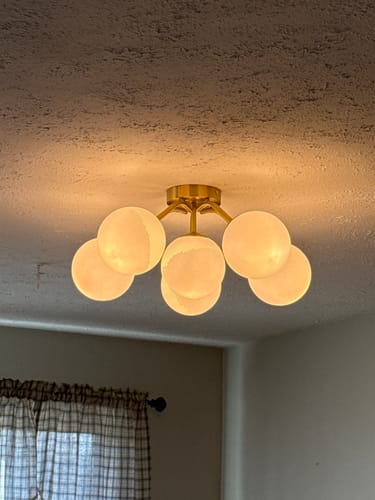 Customer photo review of Bloom Brass Frosted Glass Bubble Semi Flush Chandelier