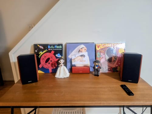 Customer photo review of R1700BTs Active Bluetooth Bookshelf Speakers