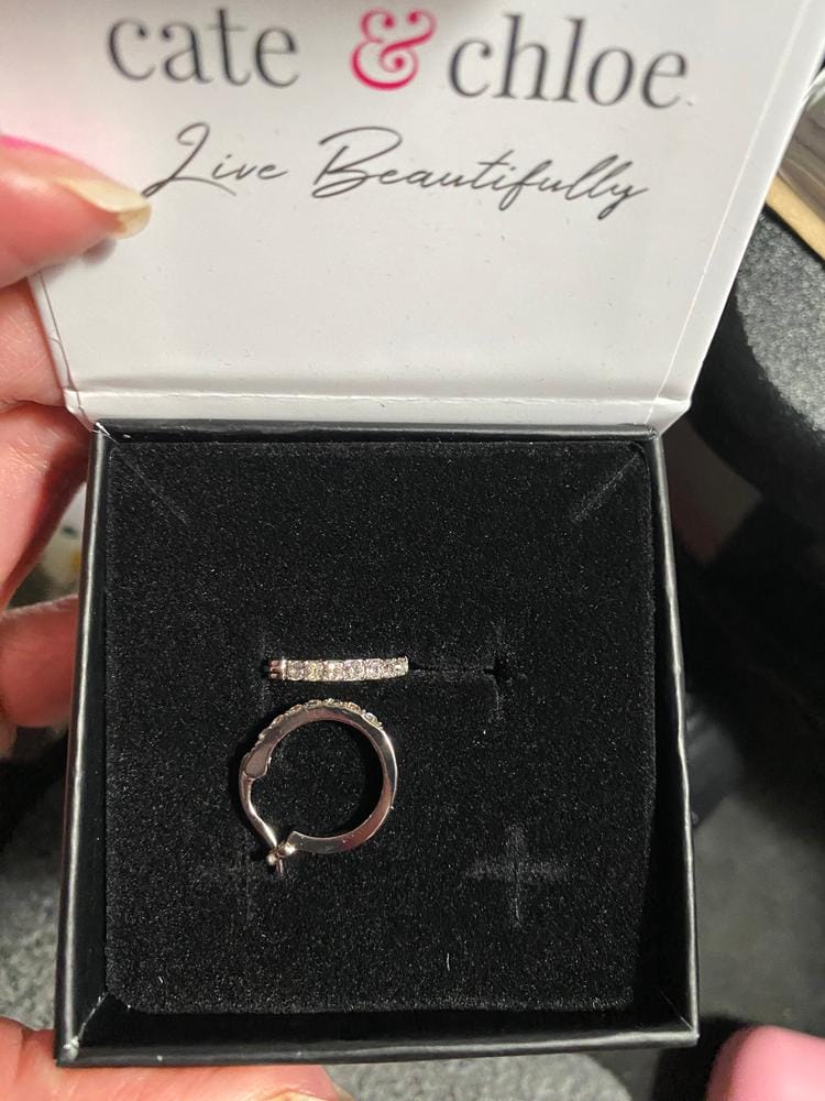 Customer photo review of Presley 18k White Gold Plated 17mm Hoop Earrings with Swarovski Crystals