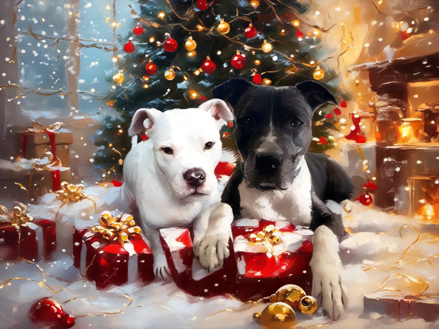 Customer photo review of Christmas-themed Custom Pet Portrait
