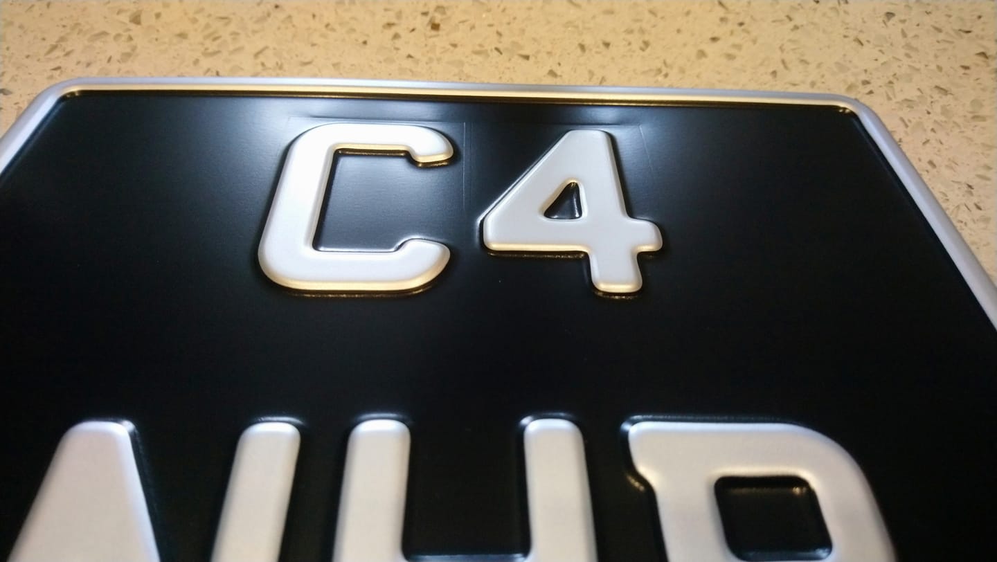 Customer photo review of Classic Metal Pressed 7.5 × 6 Motorbike Number Plate