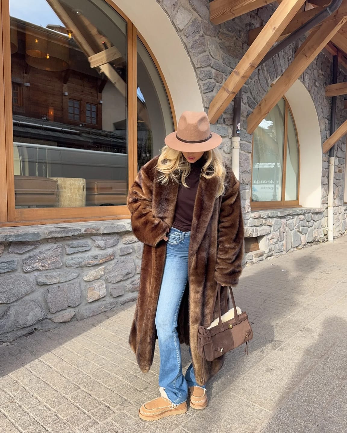 Customer photo review of Lucie Faux Fur Maxi Coat