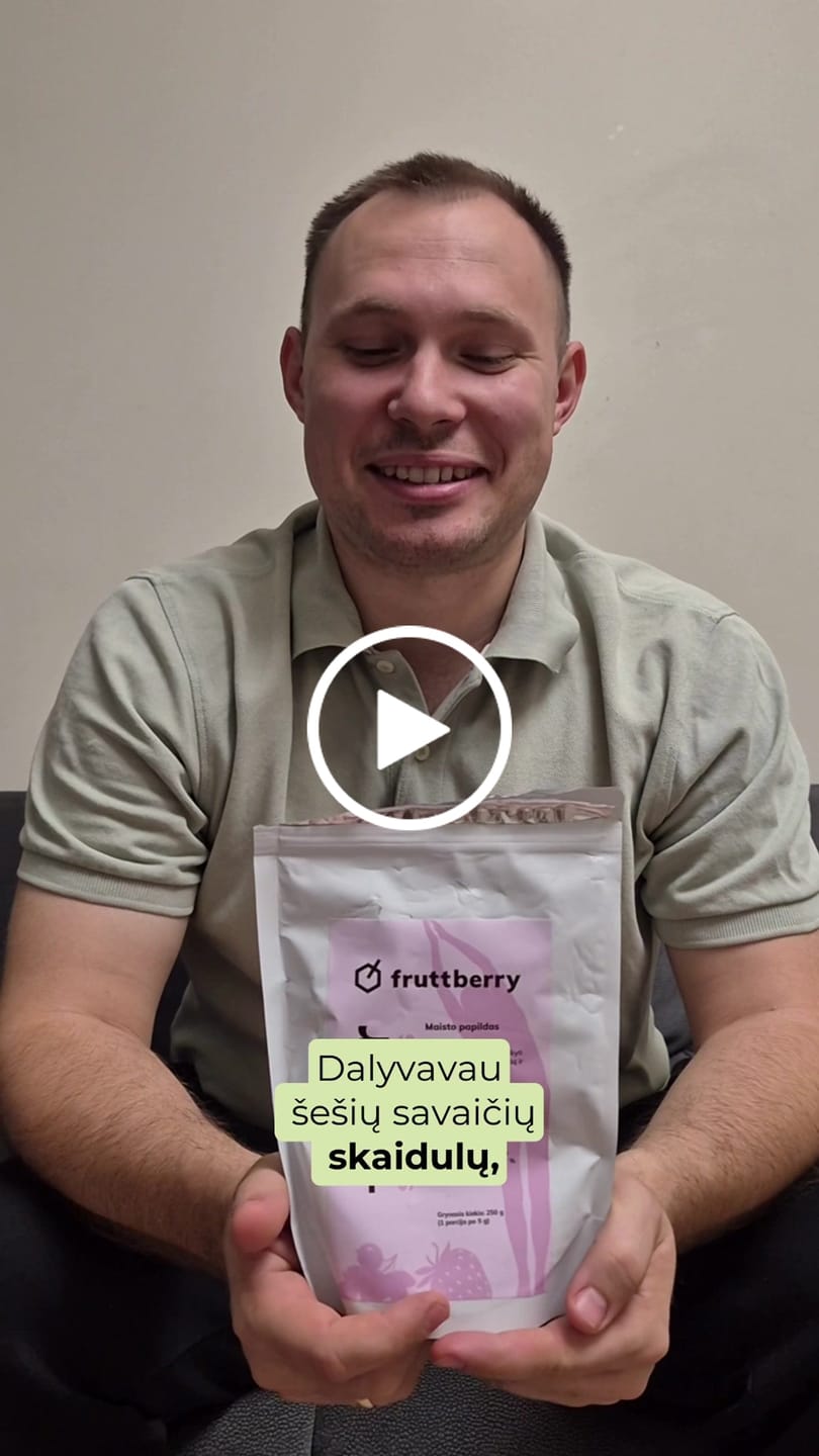 Customer video review of Maistinės skaidulos braškių ir juodųjų serbentų skonio, 250 g